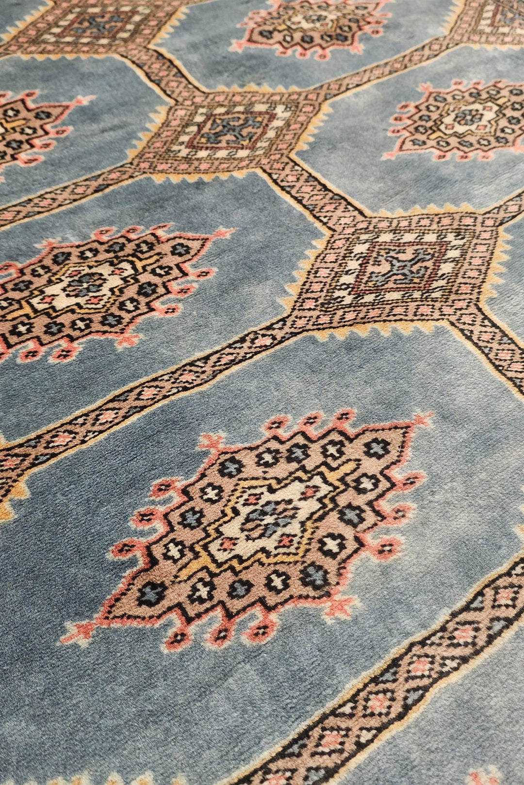 Slate Blue-Grey Gül Jaldar Rug, Hand-Knotted Pakistani Wool
