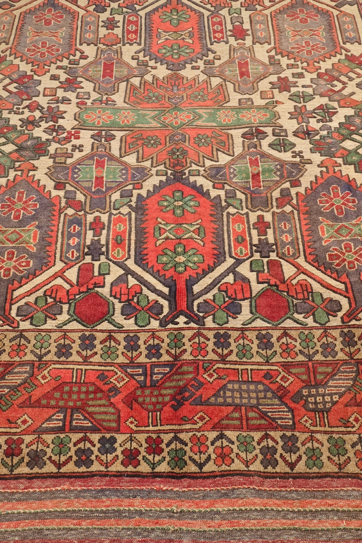 Cream and Orange Laspanji Kilim, Hand-Woven Wool
