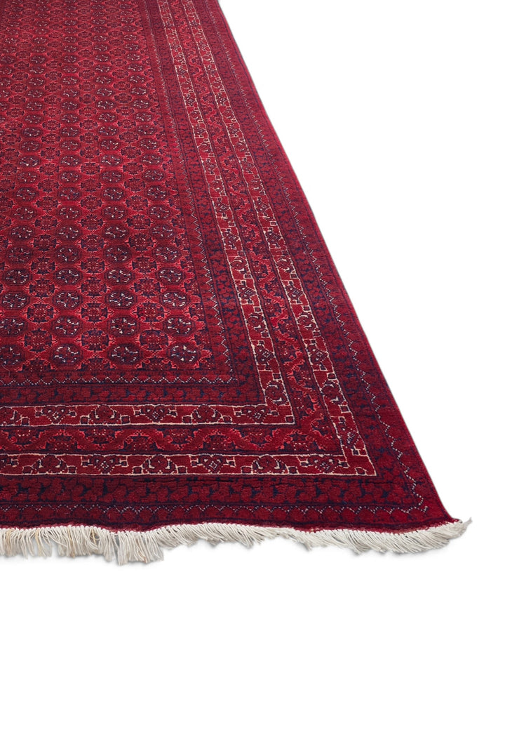 Deep Red Turkmen Gül Khan Muhammadi Runner, Hand-Knotted Wool