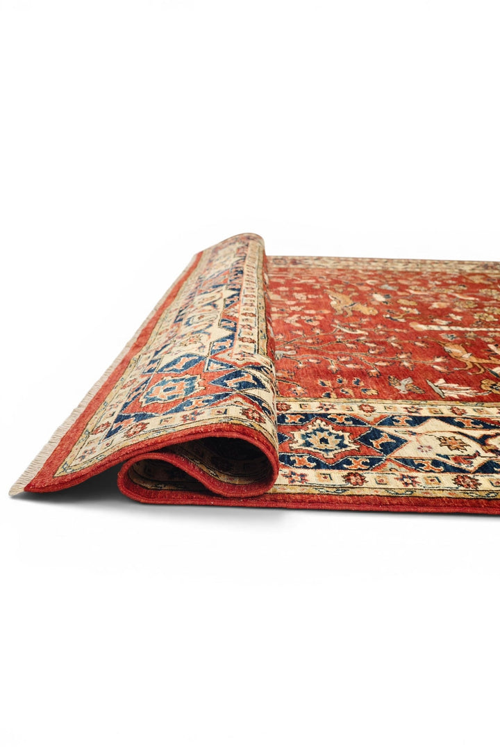 Red Shikargah Hunting Ghazni, Hand-Knotted Afghan Wool Rug