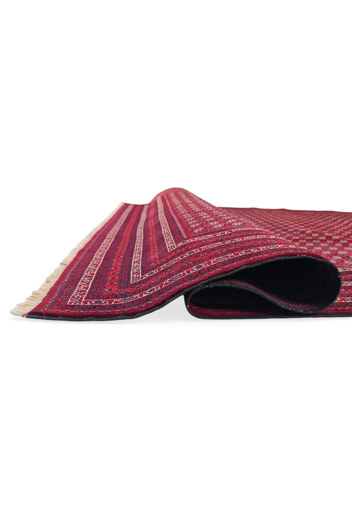 Wine Red Khoja Roshnai, Hand-Knotted Wool Rug