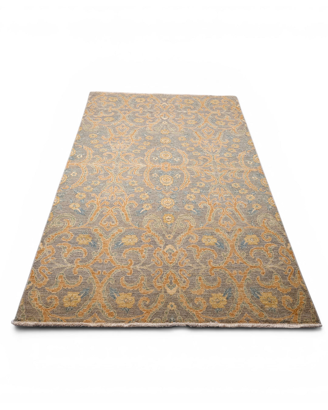 Pewter &amp; Gold Gabbeh, Hand-Knotted Afghan Wool Rug