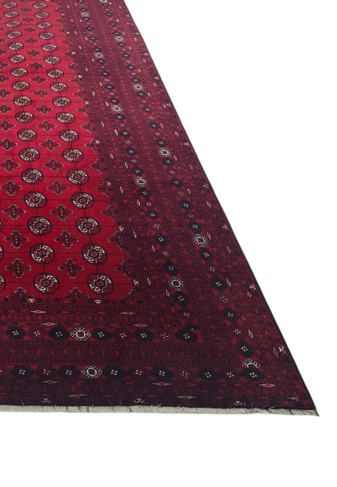 Wine Red Turkmen Gül Rug, Hand-Knotted Sherwan