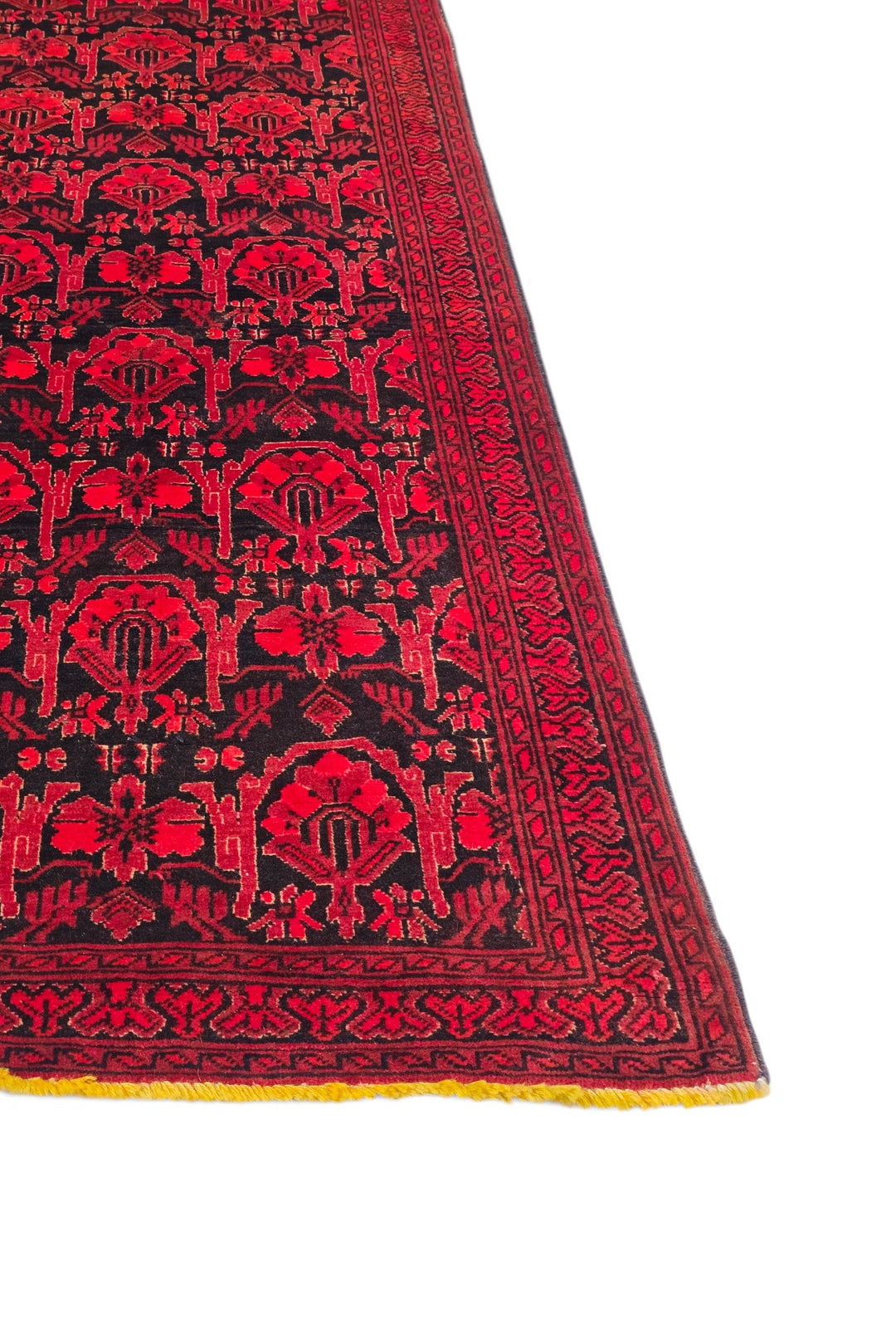 Red and Black Khan Muhammadi Rug, Hand-Knotted Wool