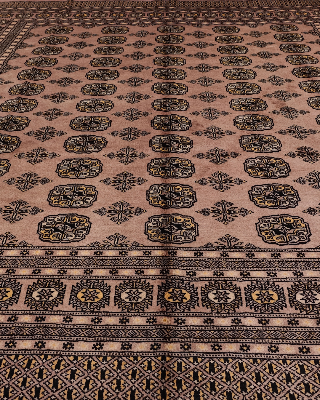 Brown Gul Pakistani Bokhara, Hand-Knotted Wool Rug