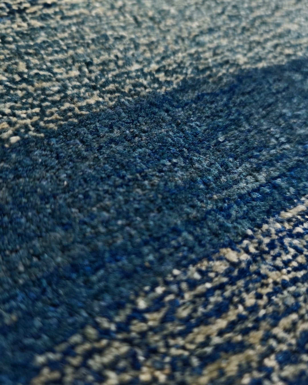 Denim Blue Stripe Gabbeh, Hand-Knotted Afghan Wool Rug