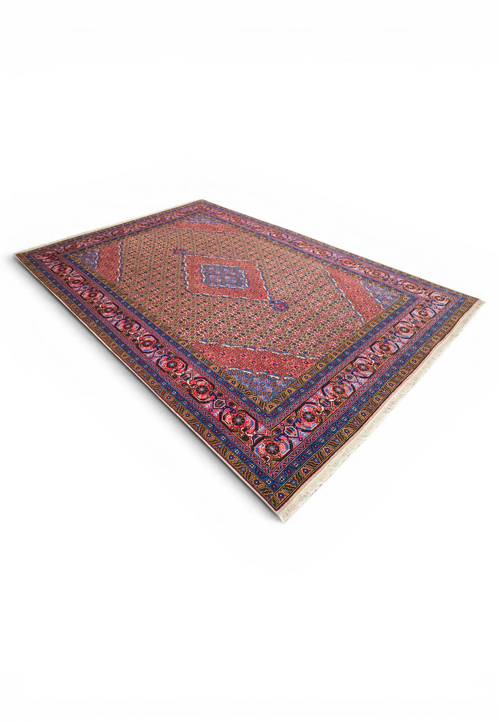 Camel Mahi Medallion Persian Ardabil, Hand-Knotted Wool Rug