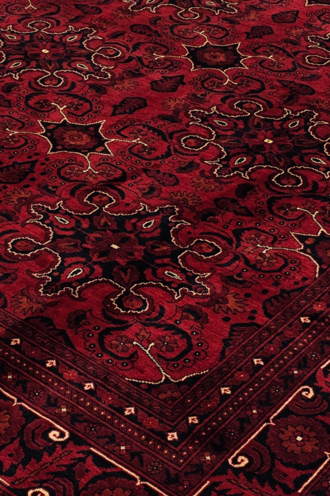 Deep Red Cartouche Khal Mohammadi Rug, Hand-Knotted Wool