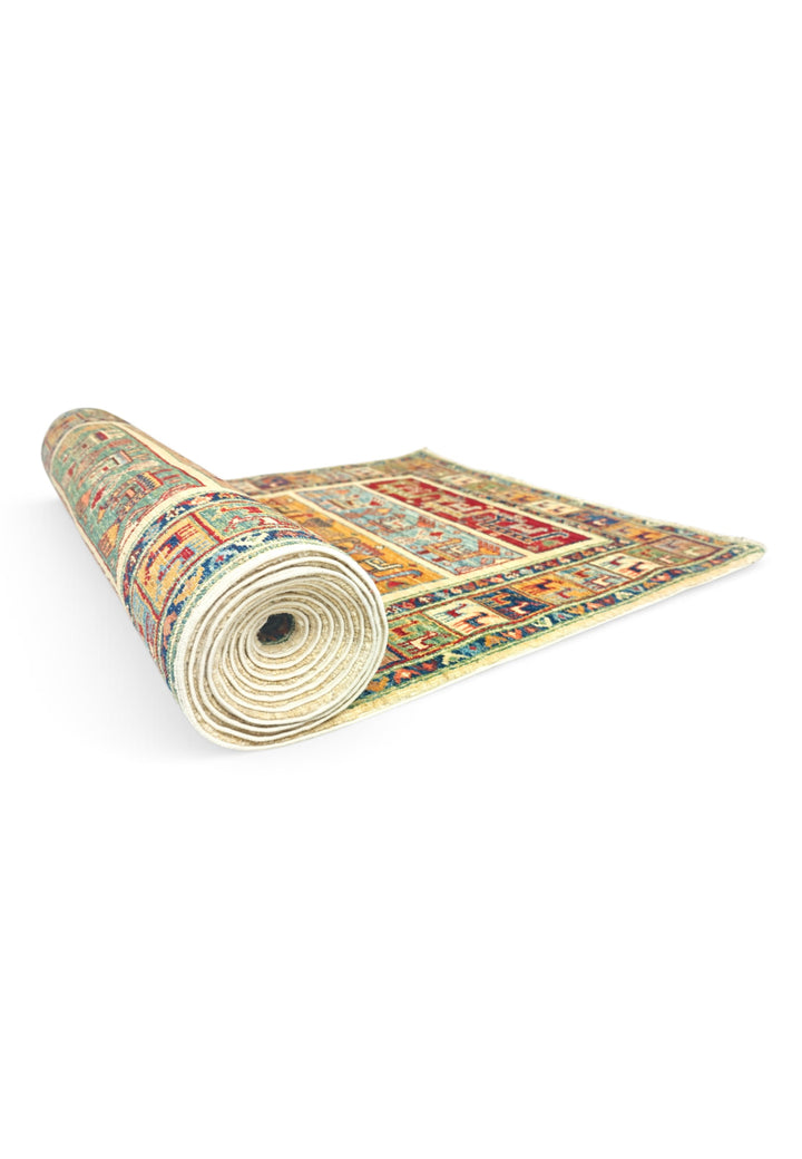 Multicolour Animal Band Ghazni, Hand-Knotted Wool Rug