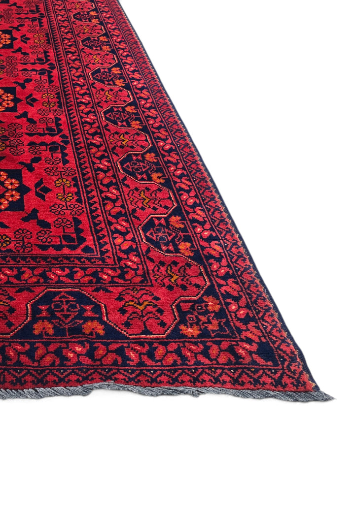 Coral and Gold Khan Muhammadi Runner, Hand-Knotted Wool