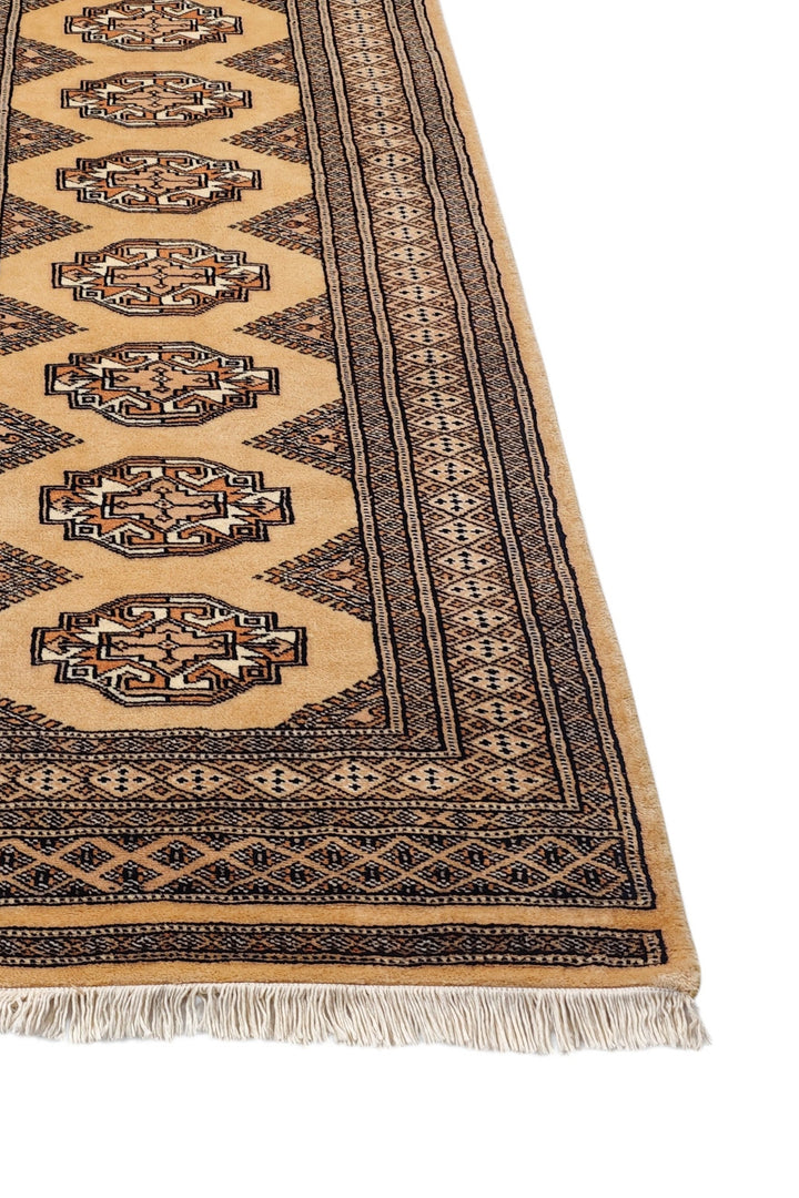 Wheat Gold and Beige Yamoud Rug, Hand-Knotted Wool