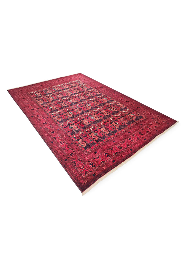 Wine Red Panel Khal Mohammadi Rug, Hand-Knotted Wool