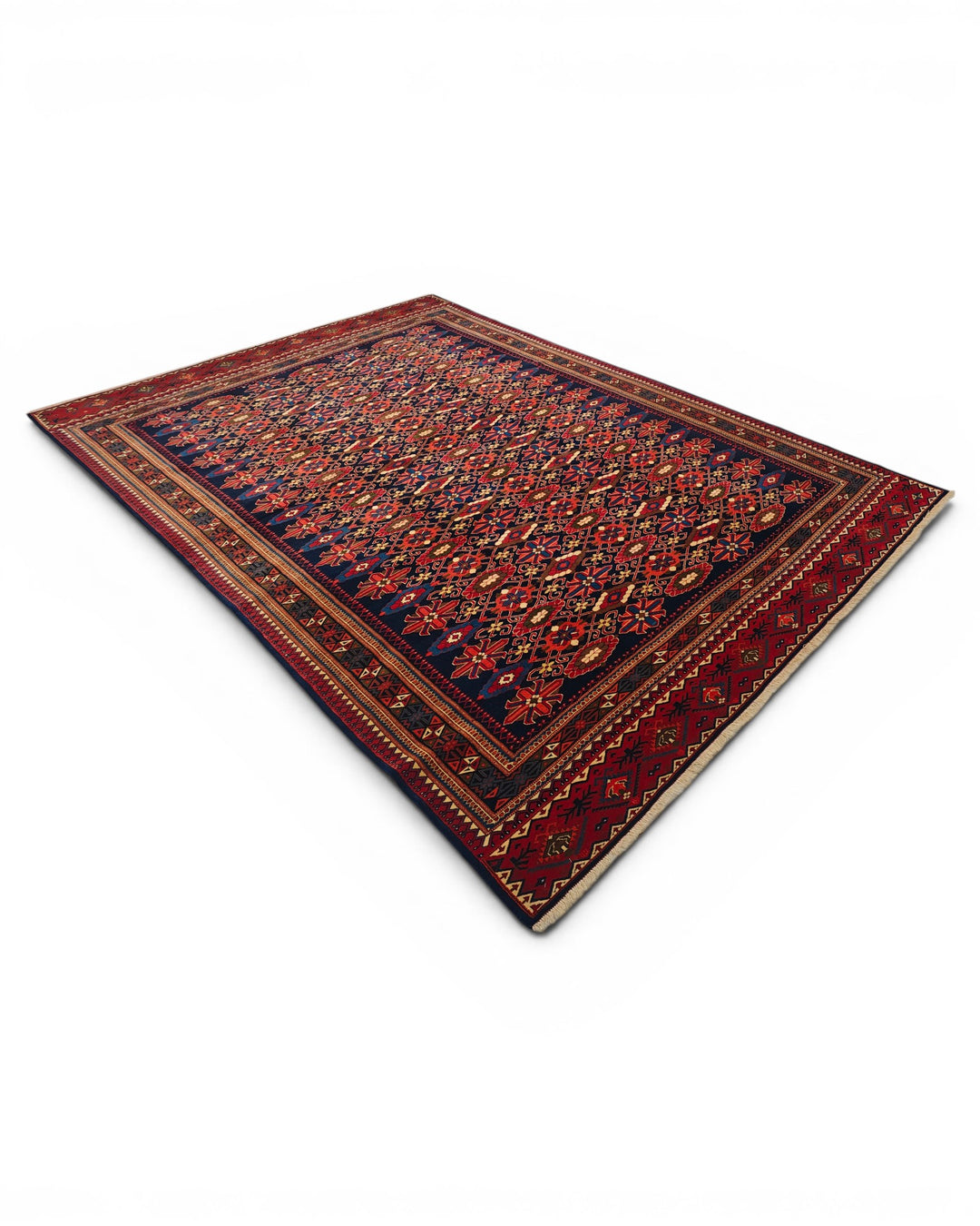Navy Tribal Pakistani Bokhara, Hand-Knotted Wool Rug