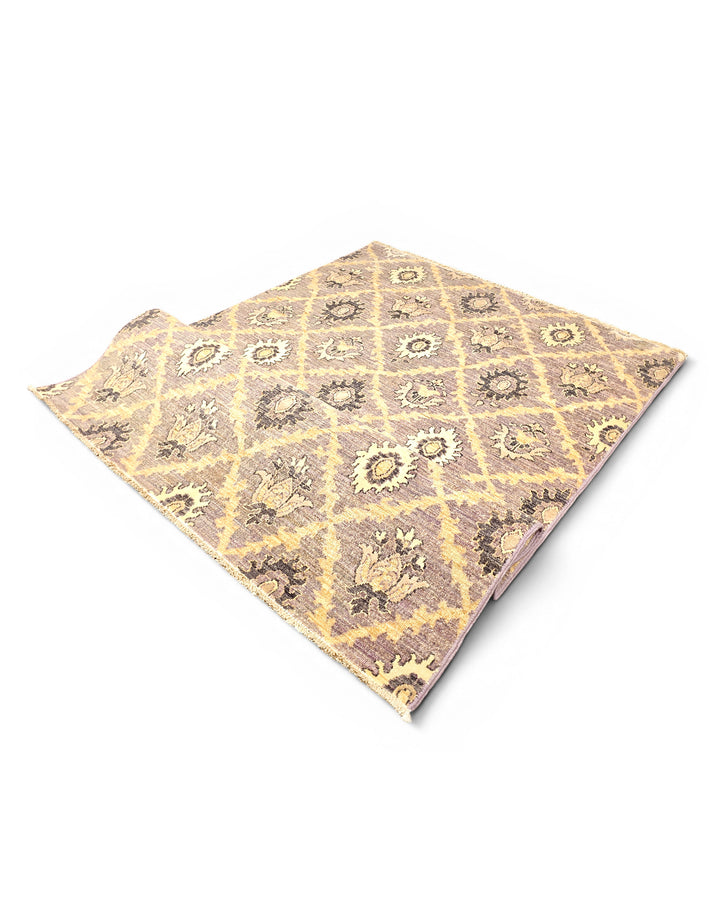 Wisteria Trellis Gabbeh, Hand-Knotted Afghan Wool &amp; Silk Rug
