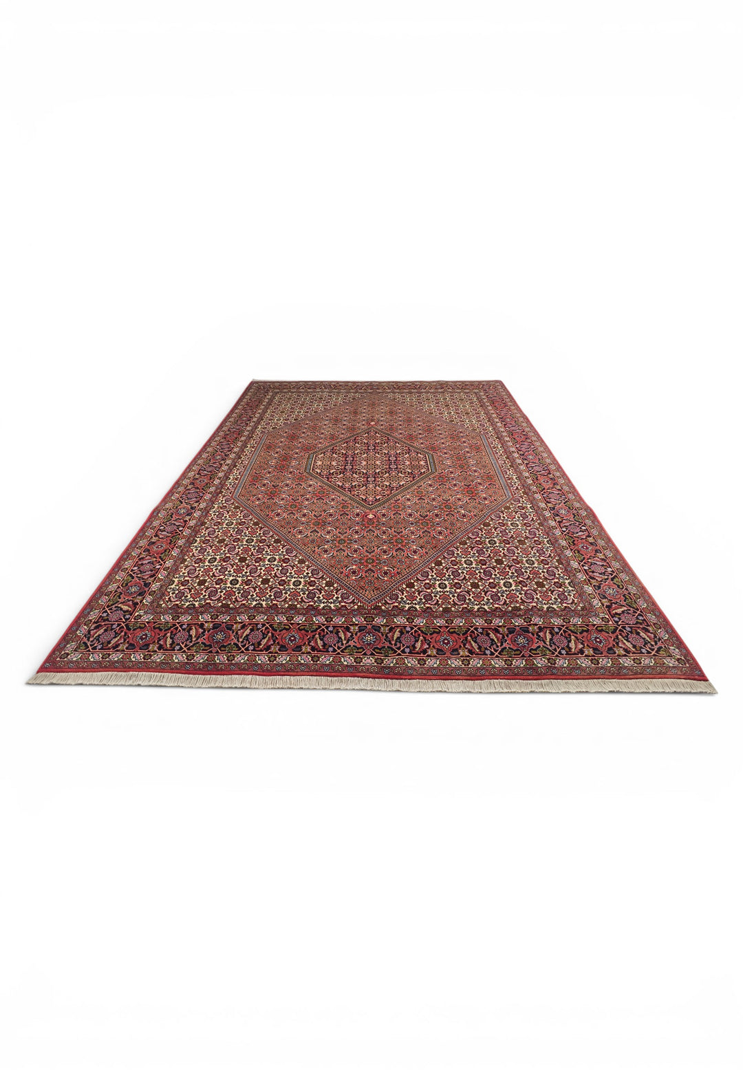 Rose Herati Medallion Persian Bijar, Hand-Knotted Wool Rug