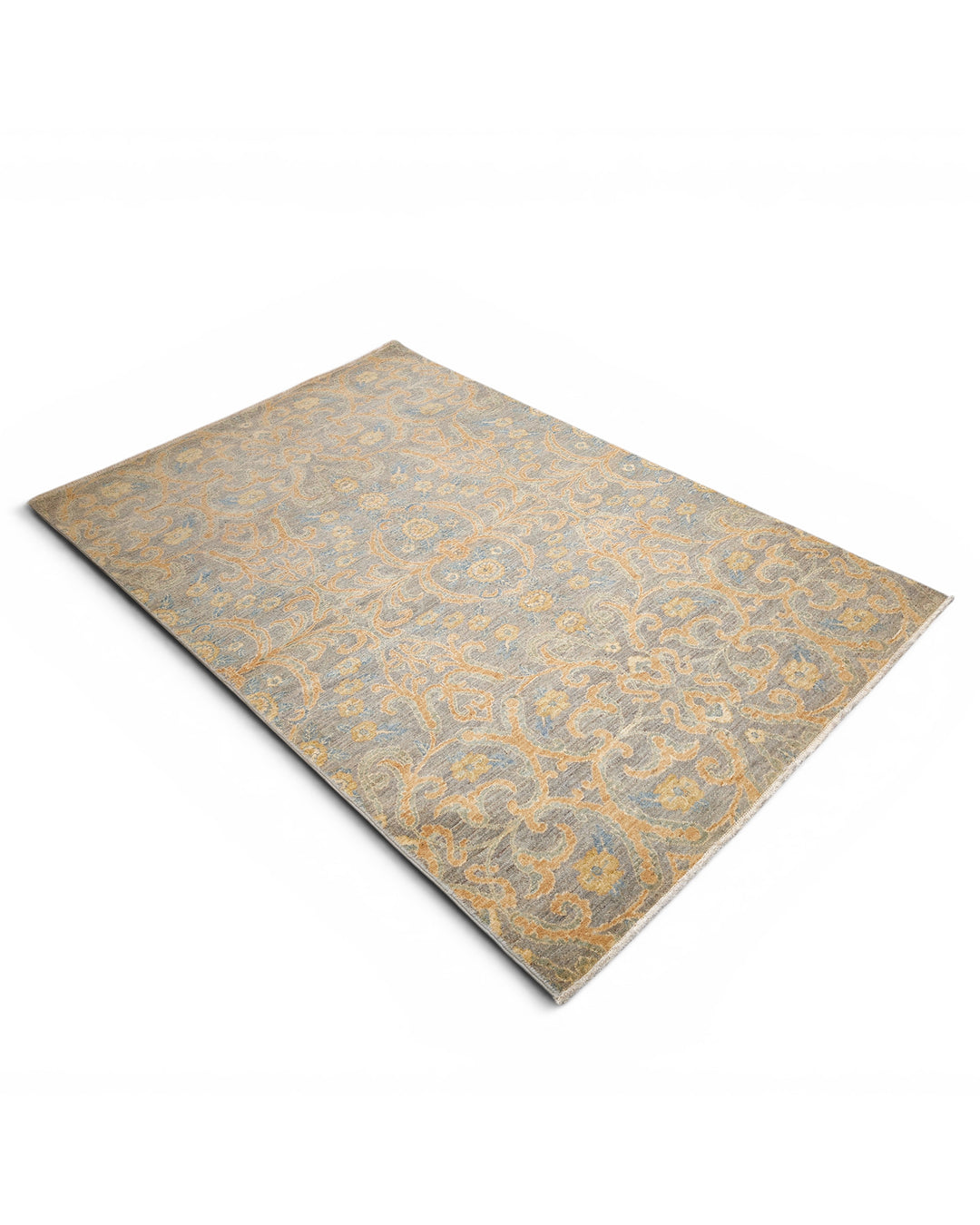 Pewter &amp; Gold Gabbeh, Hand-Knotted Afghan Wool Rug