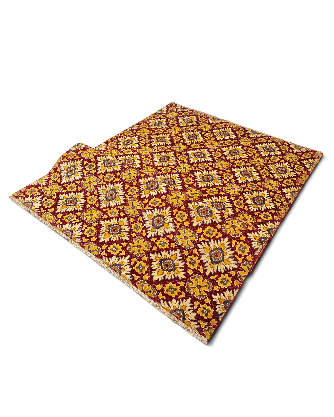 Garnet Bloom Gabbeh, Hand-Knotted Afghan Wool Rug