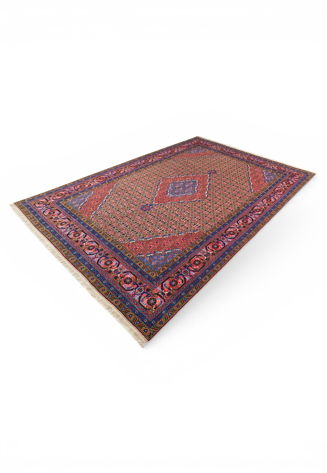 Camel Mahi Medallion Persian Ardabil, Hand-Knotted Wool Rug