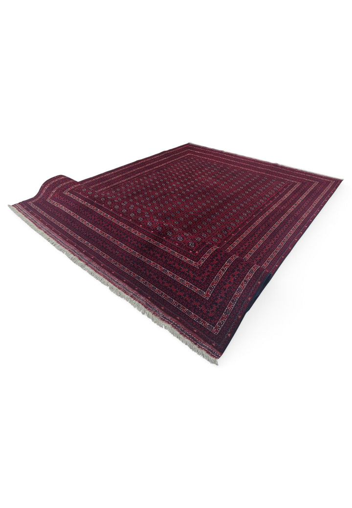 Deep Wine Khoja Roshnai, Hand-Knotted Wool Rug