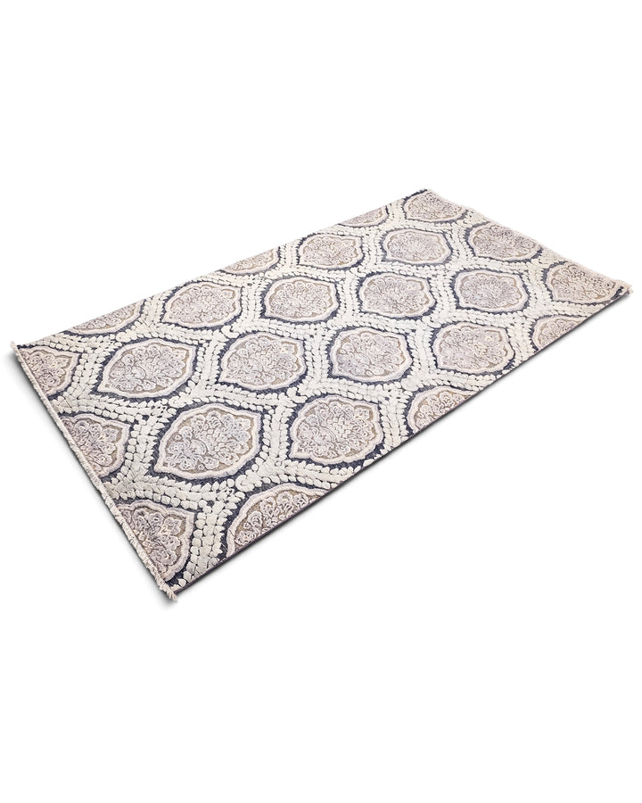 Pearl Damask Gabbeh, Hand-Knotted Afghan Wool &amp; Silk Rug