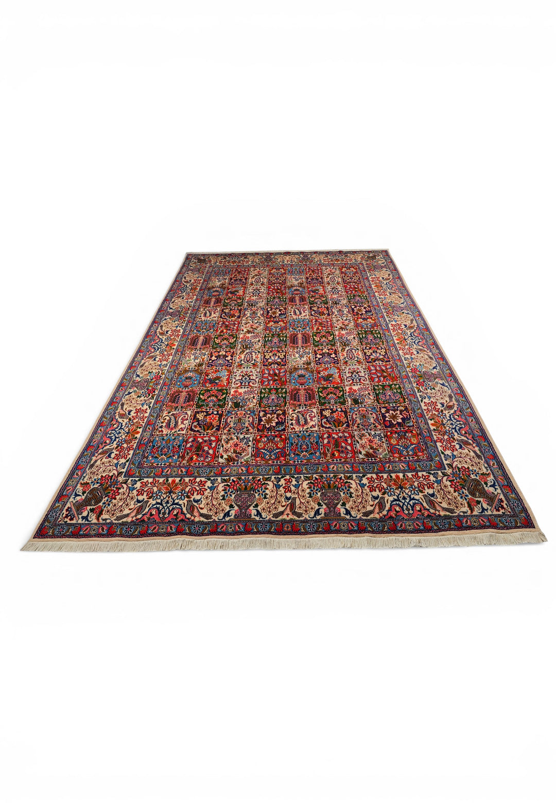 Four Seasons Garden Panel Persian Sabzevar, Hand-Knotted Wool Rug