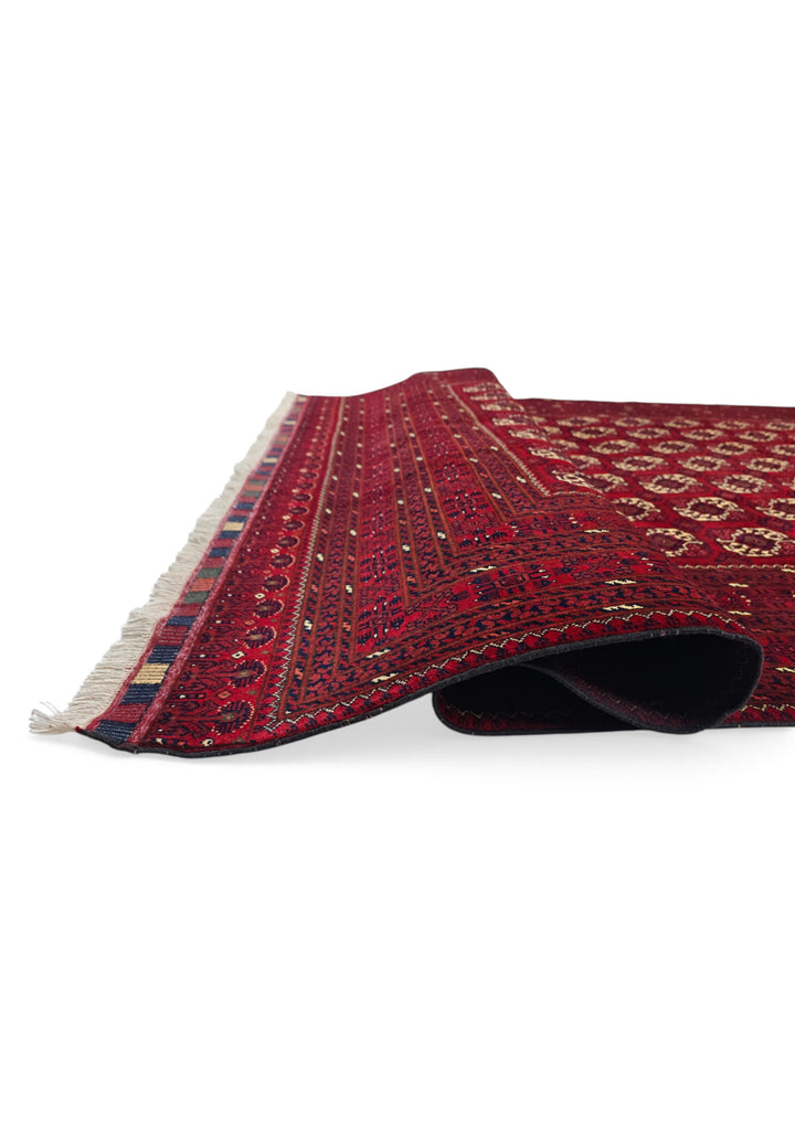 Oxblood Turkmen Gül Bashiri, Hand-Knotted Wool Rug
