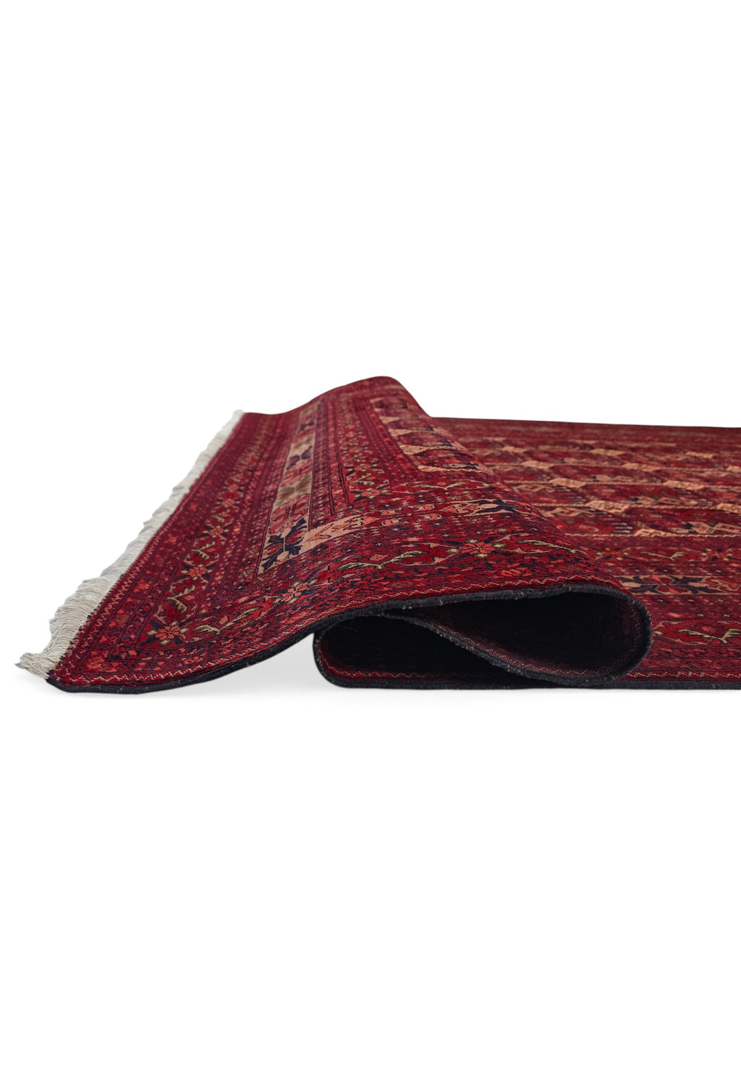 Deep Burgundy Panel Khal Mohammadi Rug, Hand-Knotted Wool