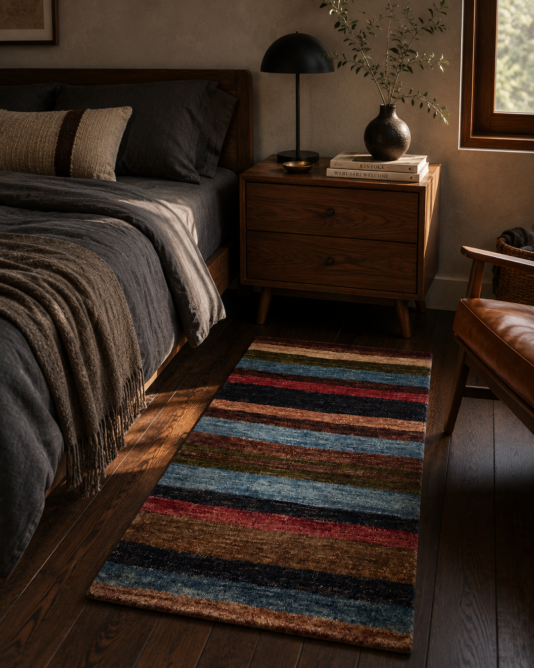 Multicolour Stripe Gabbeh, Hand-Knotted Afghan Wool Rug