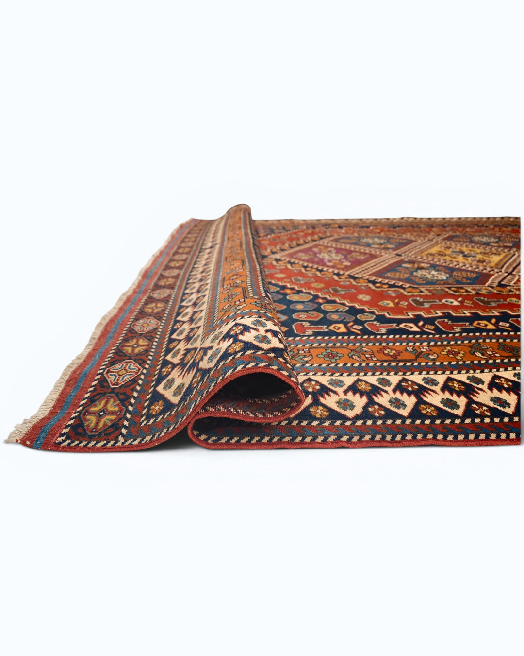 Navy &amp; Red Tribal Medallion Rug, Hand-Knotted Afghani Sherwan