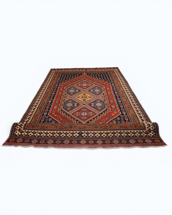 Navy &amp; Red Tribal Medallion Rug, Hand-Knotted Afghani Sherwan