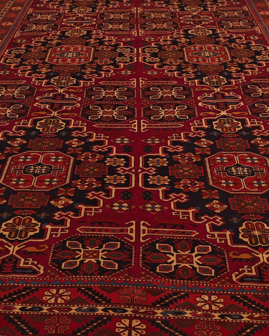 Red Ersari Turkmen Gül Rug, Hand-Knotted Afghani Sherwan