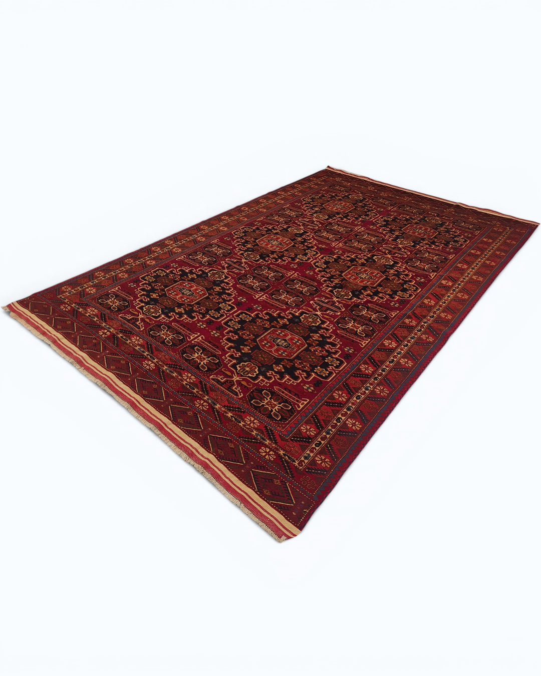 Red Ersari Turkmen Gül Rug, Hand-Knotted Afghani Sherwan