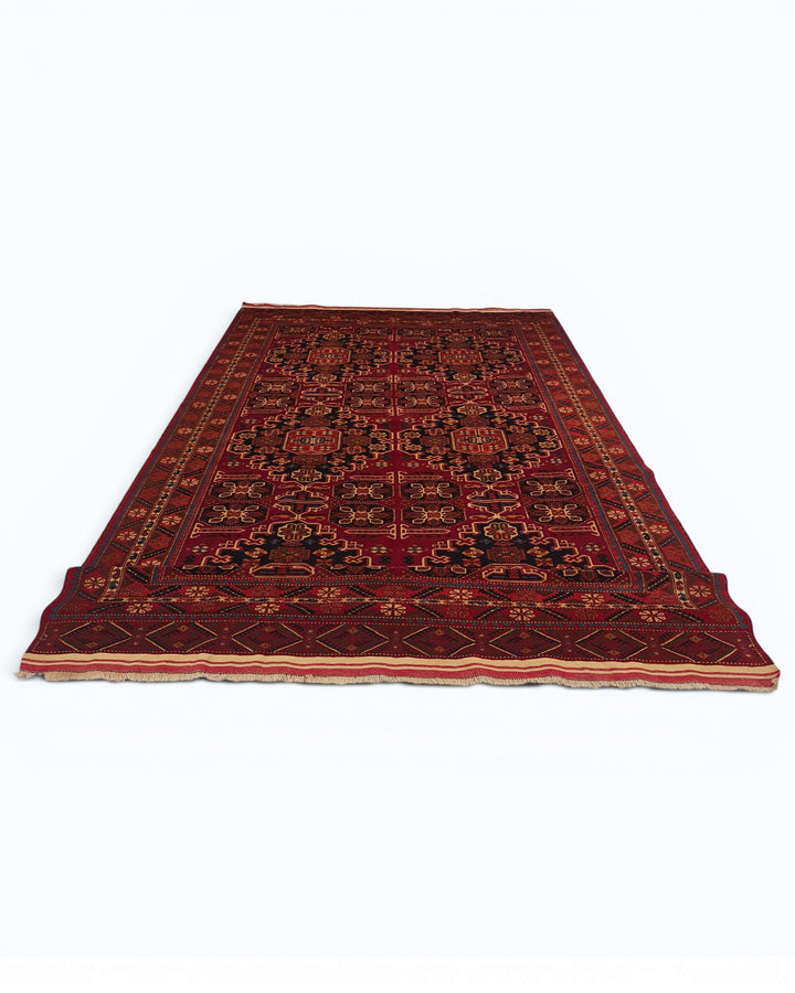 Red Ersari Turkmen Gül Rug, Hand-Knotted Afghani Sherwan