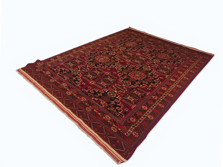 Red Ersari Turkmen Gül Rug, Hand-Knotted Afghani Sherwan