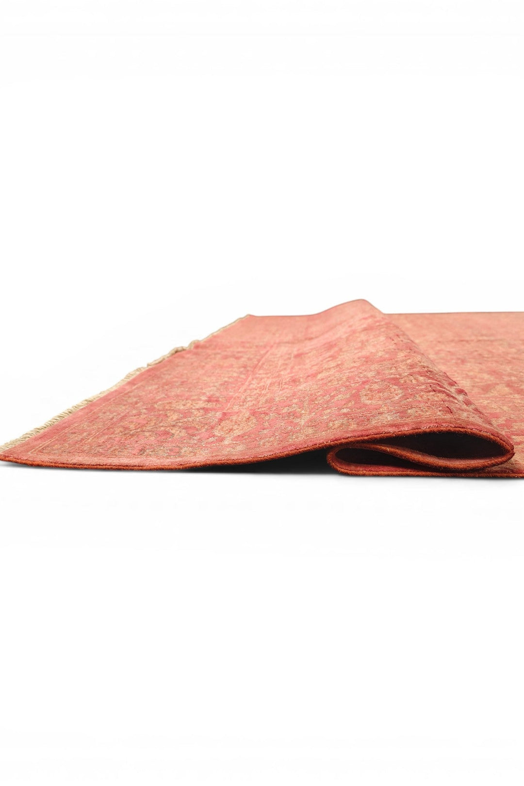 Terracotta Red Garden-Panel Ghazni, Hand-Knotted Afghan Wool &amp; Silk Rug
