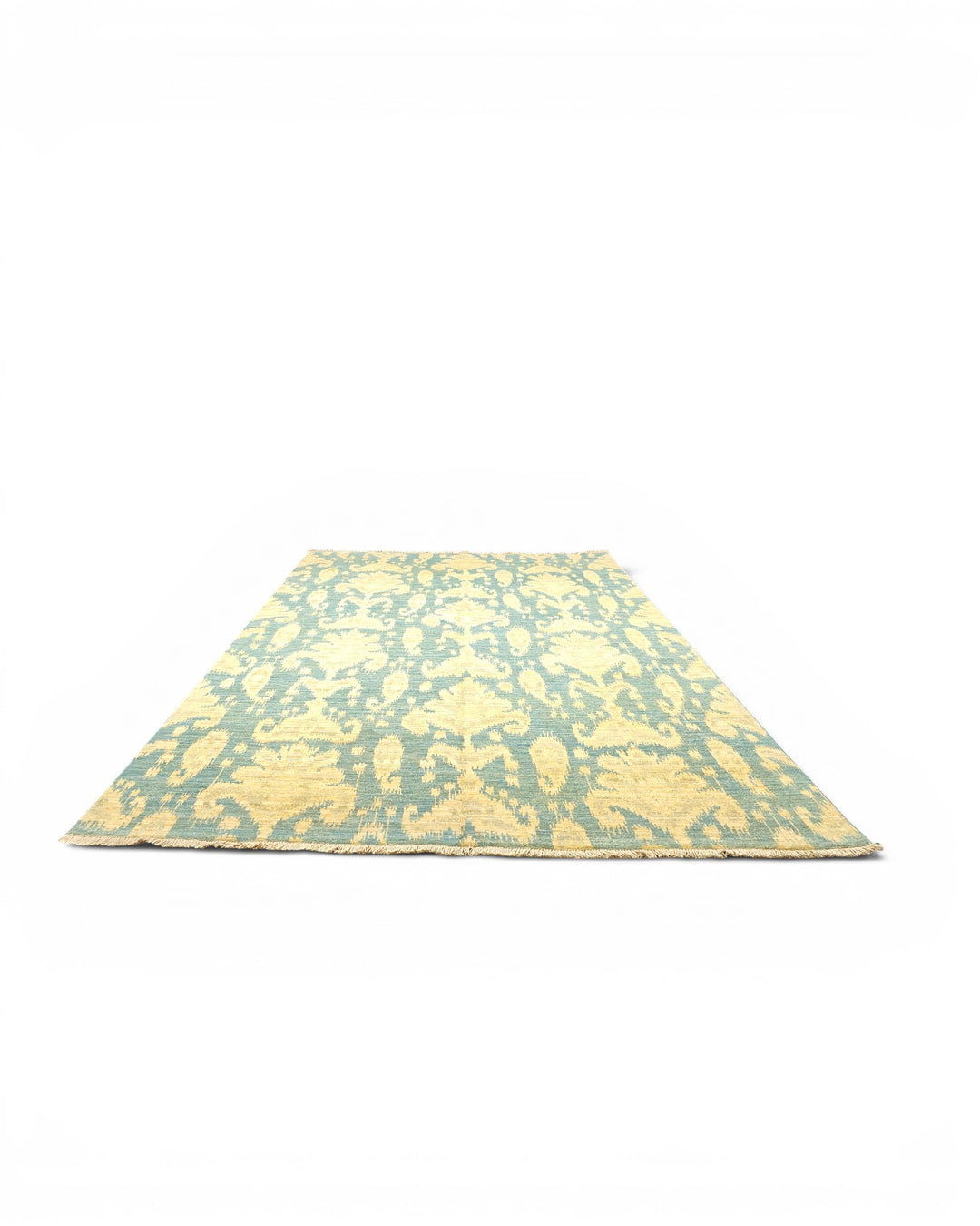 Blue &amp; Gold Ikat Gabbeh, Hand-Knotted Afghan Wool Rug