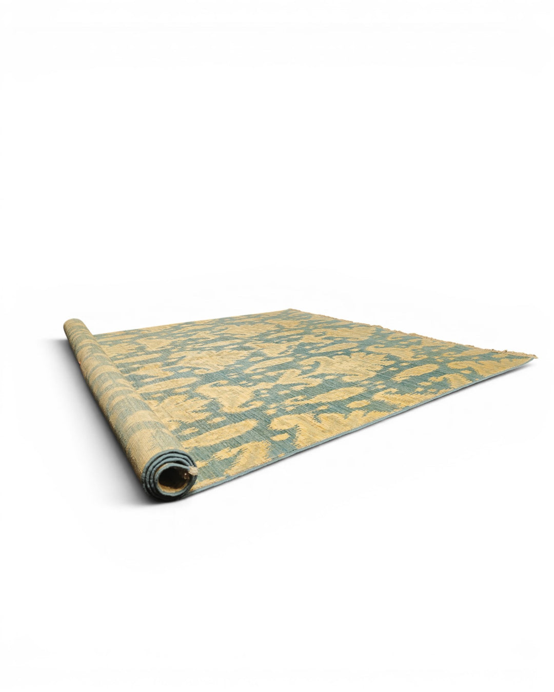 Blue &amp; Gold Ikat Gabbeh, Hand-Knotted Afghan Wool Rug