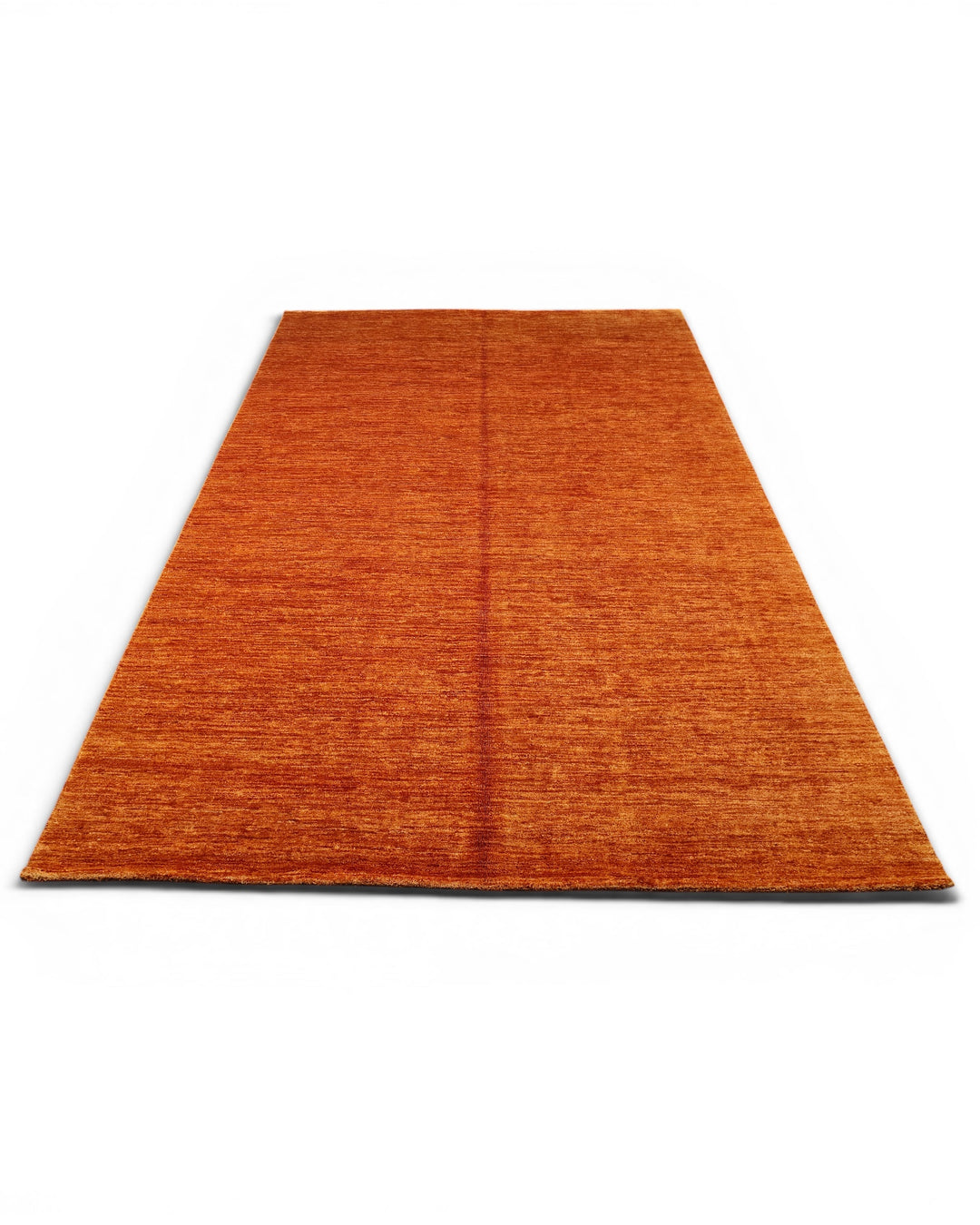 Rust Orange Plain Gabbeh, Hand-Knotted Afghan Wool Rug