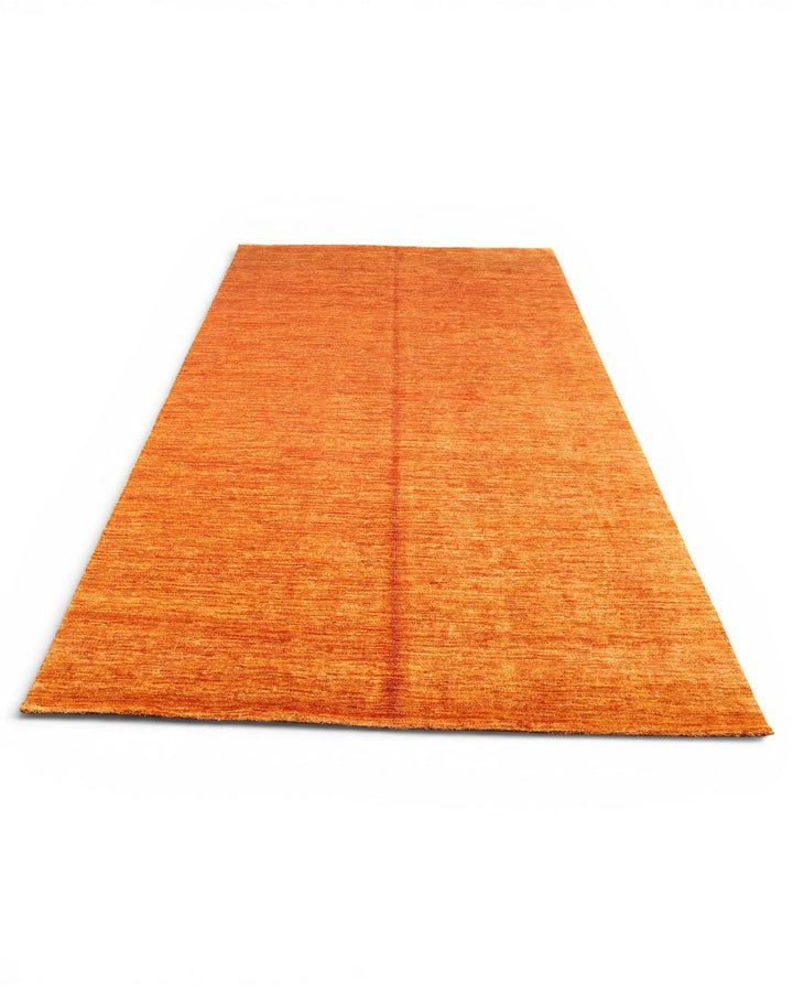 Rust Orange Plain Gabbeh, Hand-Knotted Afghan Wool Rug