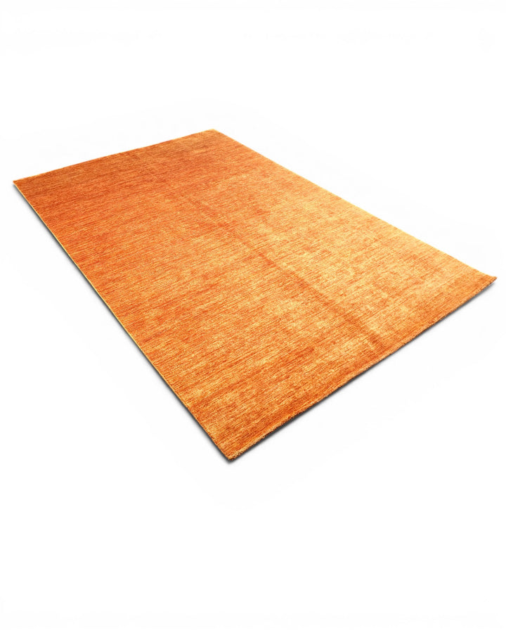 Rust Orange Plain Gabbeh, Hand-Knotted Afghan Wool Rug