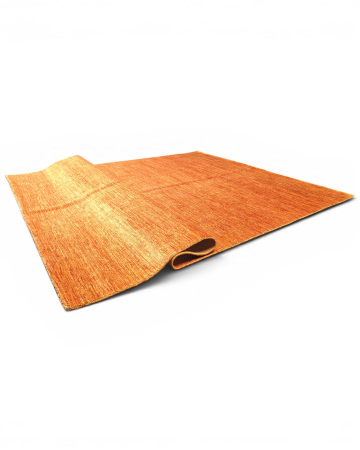 Rust Orange Plain Gabbeh, Hand-Knotted Afghan Wool Rug