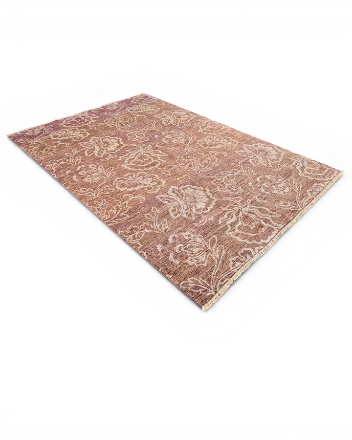 Brown Tonal Floral Gabbeh, Hand-Knotted Afghan Wool Rug