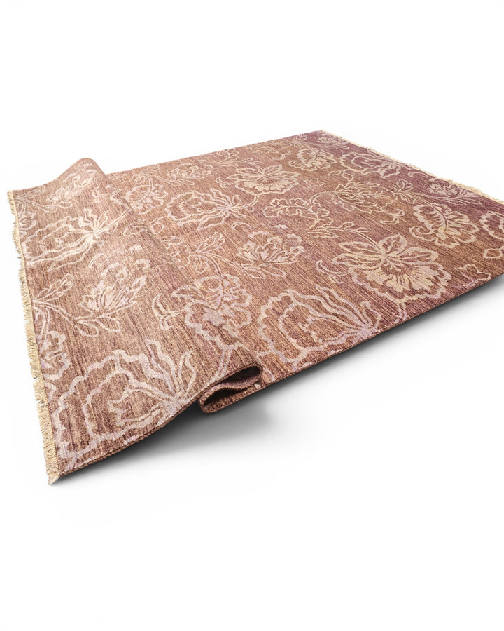 Brown Tonal Floral Gabbeh, Hand-Knotted Afghan Wool Rug