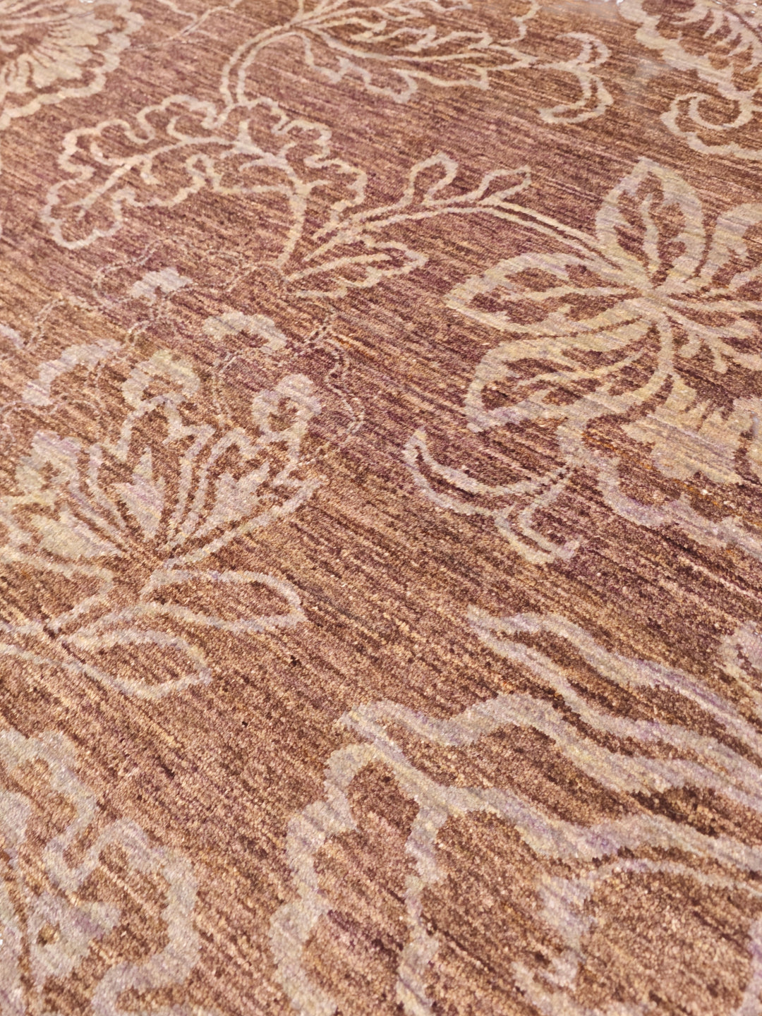 Brown Tonal Floral Gabbeh, Hand-Knotted Afghan Wool Rug