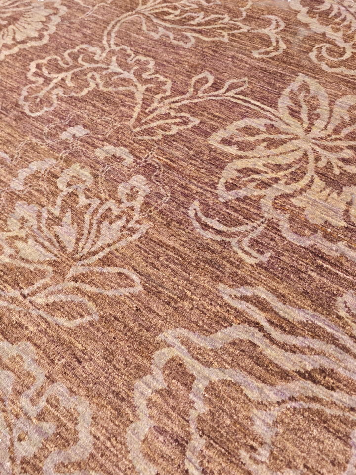 Brown Tonal Floral Gabbeh, Hand-Knotted Afghan Wool Rug