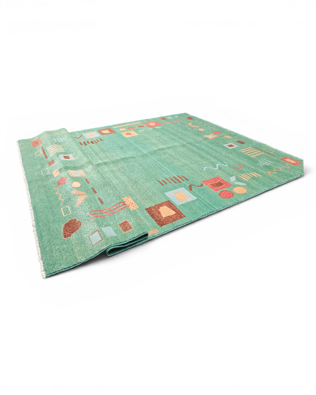 Sea-Green Tribal Motif Gabbeh, Hand-Knotted Afghan Wool Rug