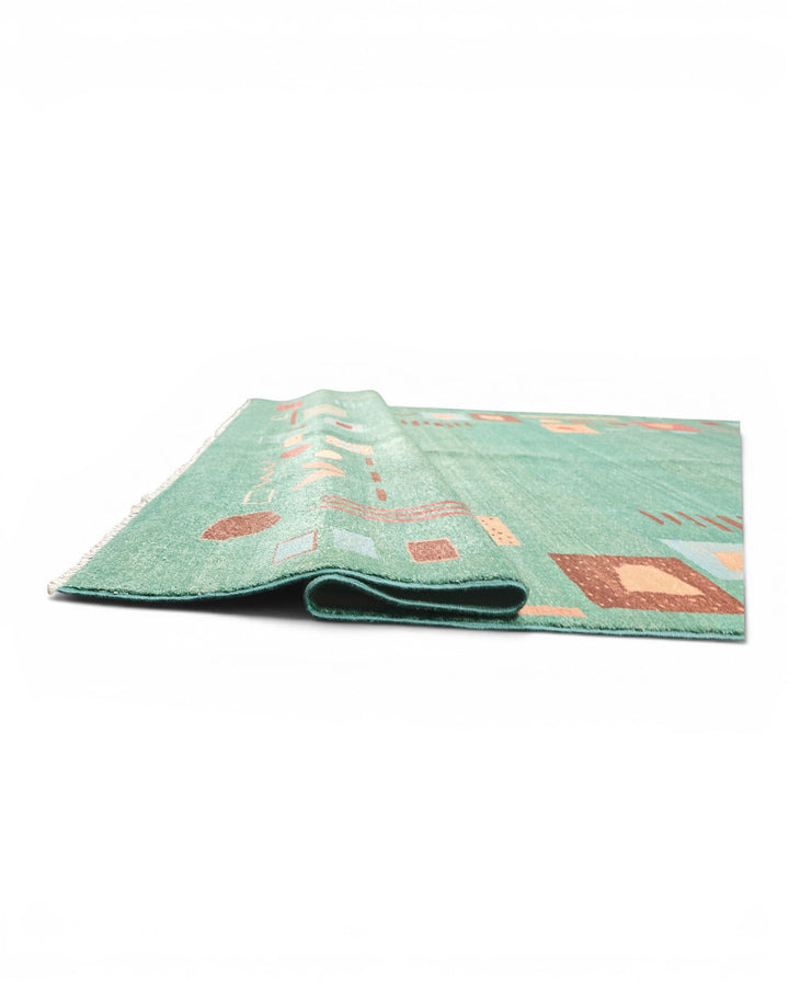 Sea-Green Tribal Motif Gabbeh, Hand-Knotted Afghan Wool Rug