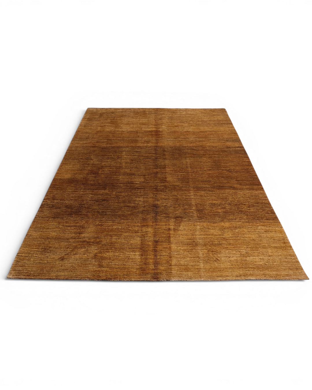 Golden Brown Plain Gabbeh, Hand-Knotted Afghan Wool Rug