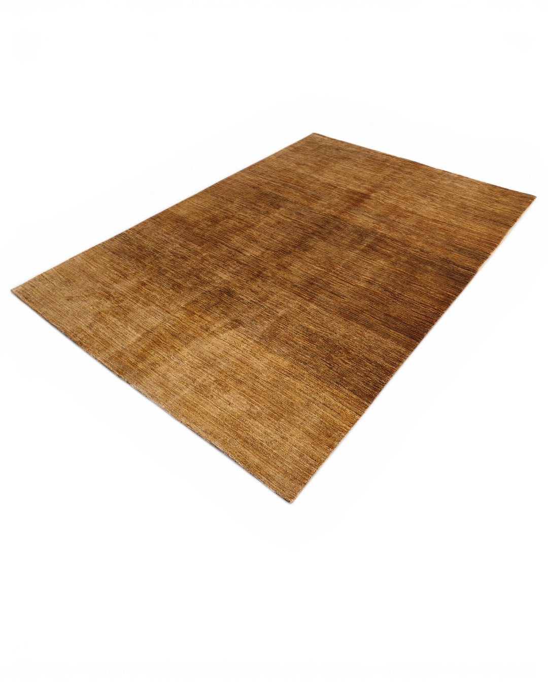Golden Brown Plain Gabbeh, Hand-Knotted Afghan Wool Rug