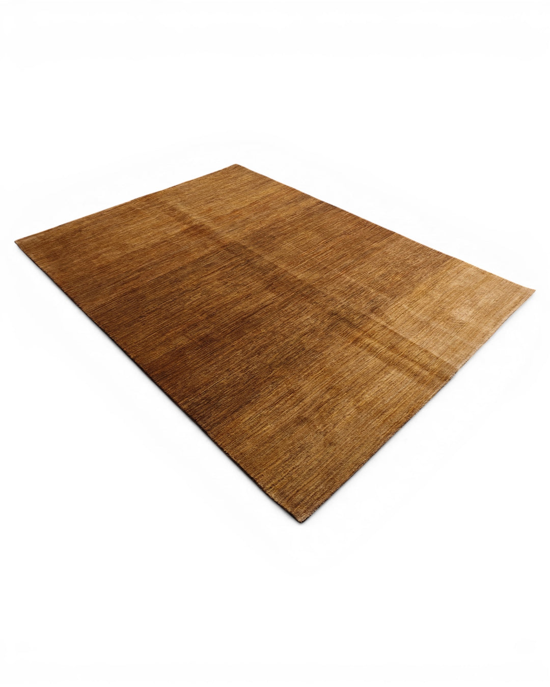 Golden Brown Plain Gabbeh, Hand-Knotted Afghan Wool Rug